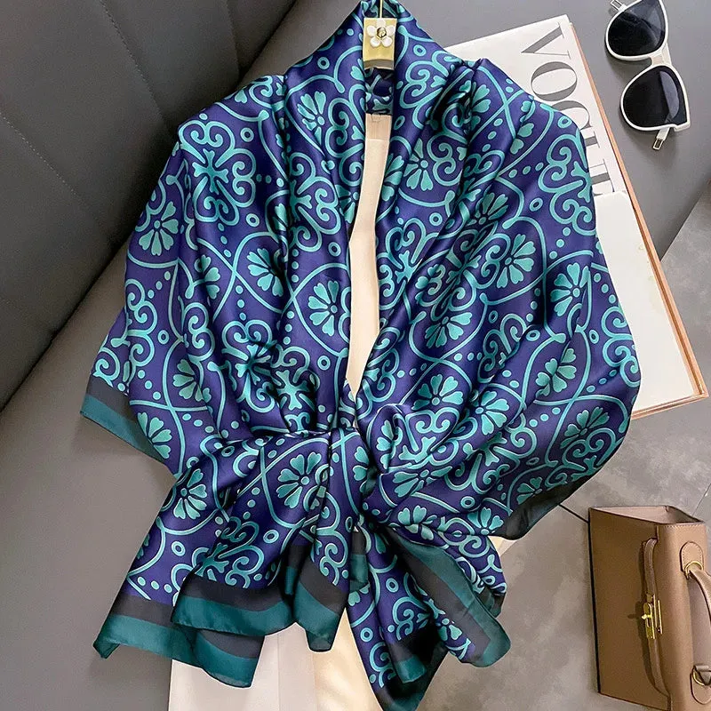 180x90 Cm Large Silk Soft Scarf Stylish Print Elegant Wrap