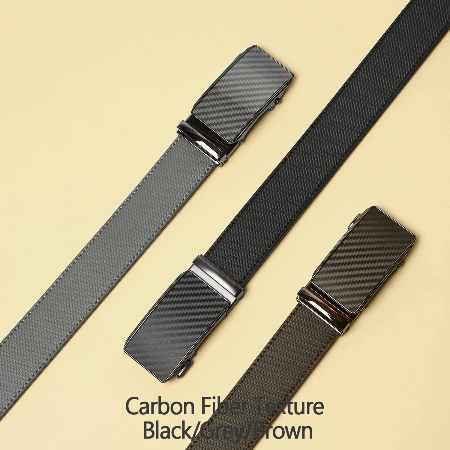 2 Pack Ratchet Belt 1 3/8", Mens leather Dress Belt in Gift Set Size 28"-62" Adjustable waist Trim to Fit