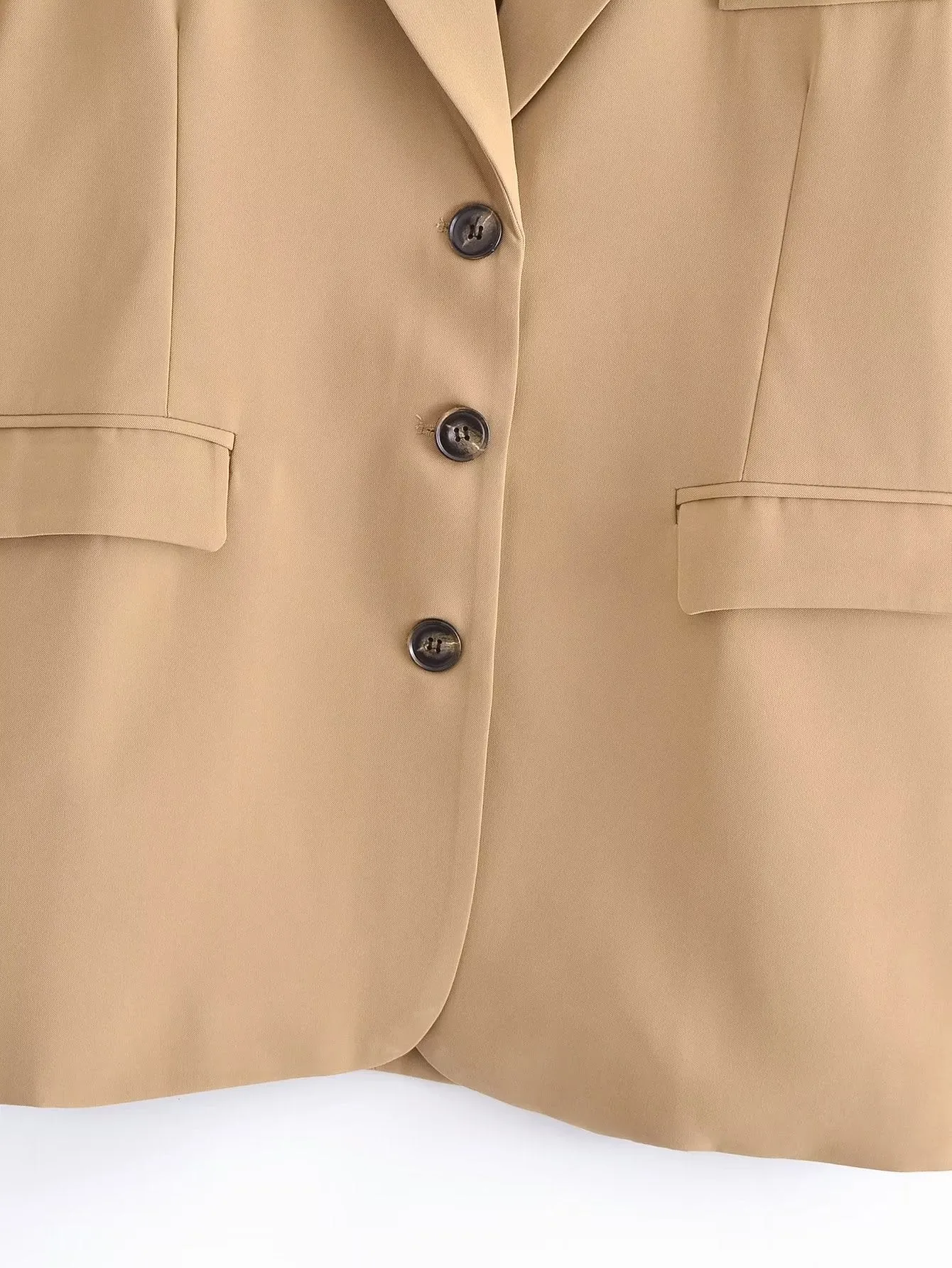 2022 Autumn New Design Brown Single Breasted Oversized Midi Blazer