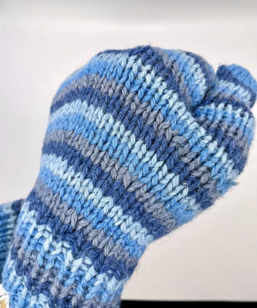 Alpaca Handmade Gloves - Striped Light Blue , Bolivia