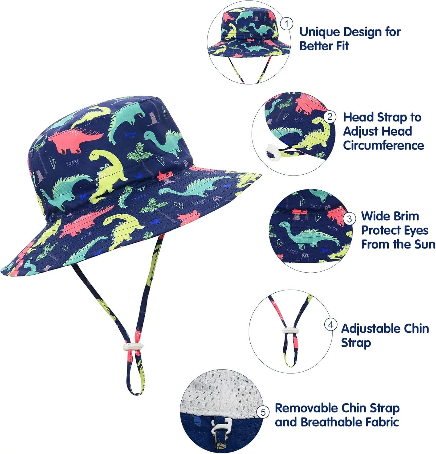 Baby Sun Hat UPF 50  Sun Protective Toddler Bucket Hat Summer Kids Beach Hats Wide Brim Outdoor Play Hat for Boys Girls