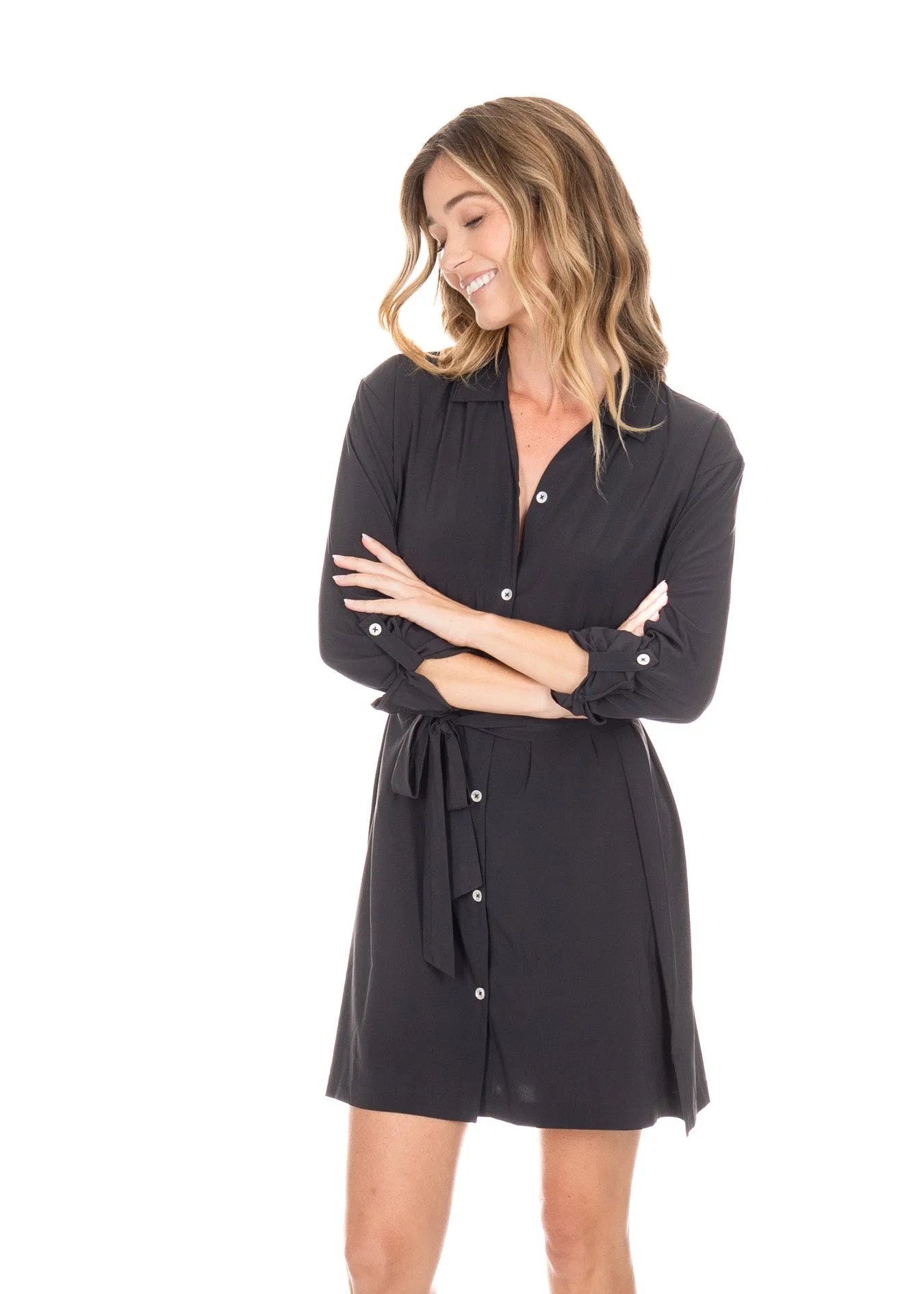Black Button Down Shirt Dress