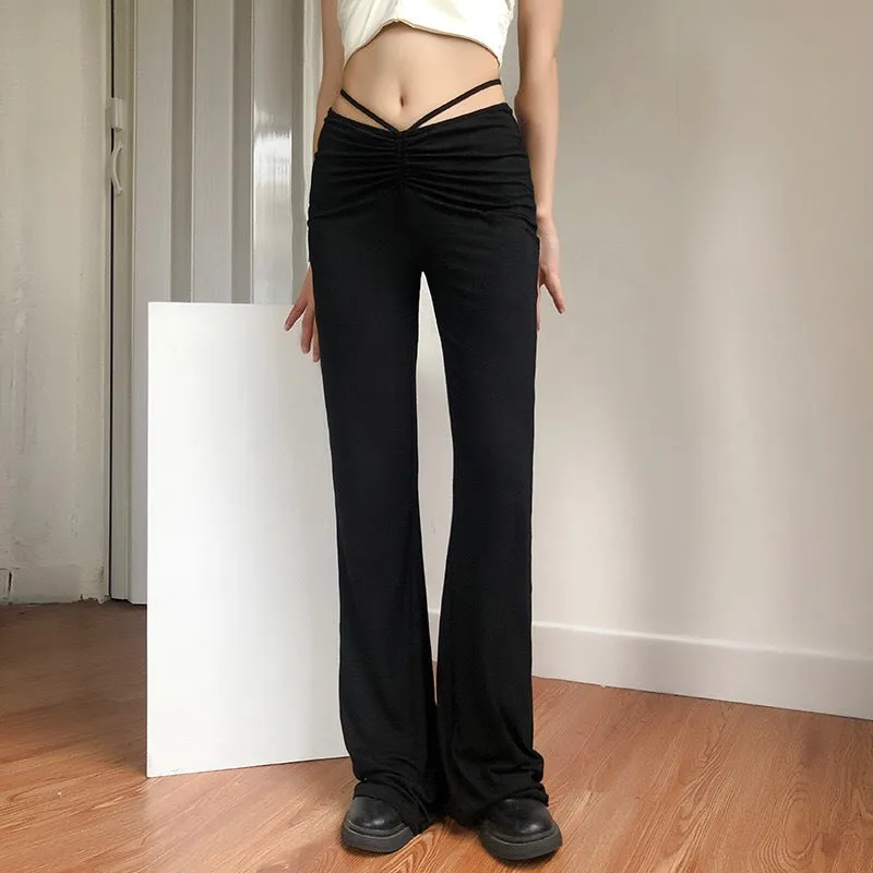 Black Modal Drawstring Trousers