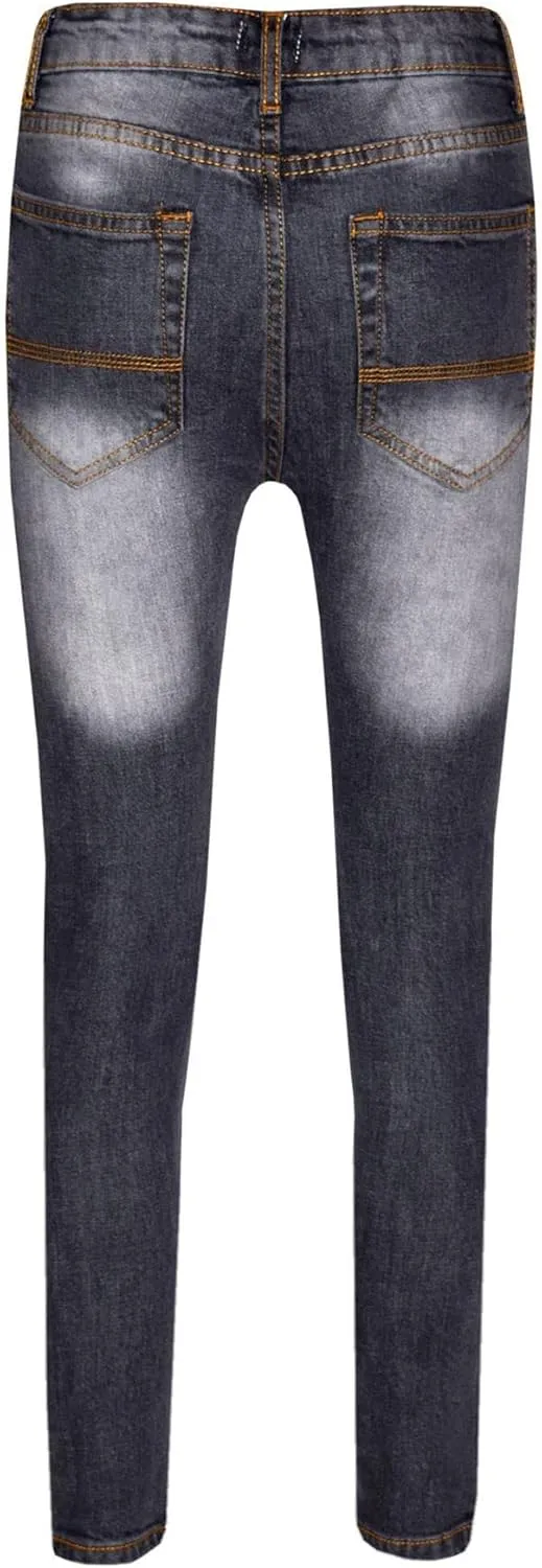 Boys Stretchy Jeans Kids Ripped Denim Skinny Jeans Pants Trousers Age 5-13 Years