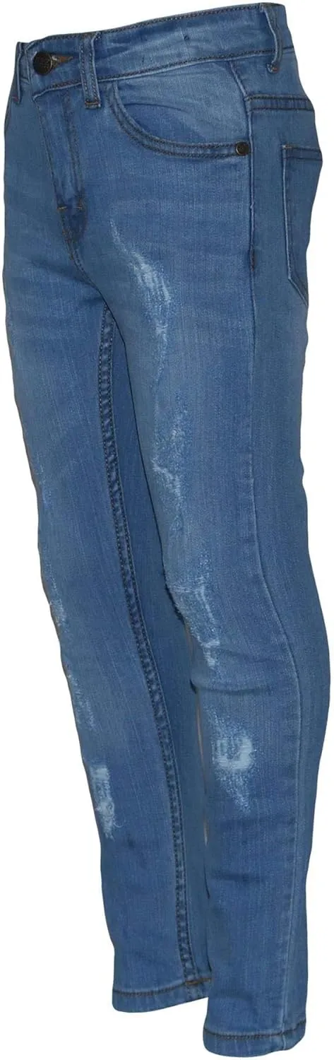 Boys Stretchy Jeans Kids Ripped Denim Skinny Jeans Pants Trousers Age 5-13 Years