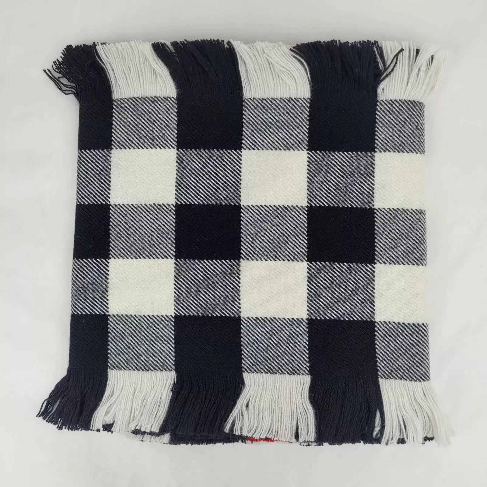 Burberry Black Half Mega Fashion Check Fringe Wool Scarf