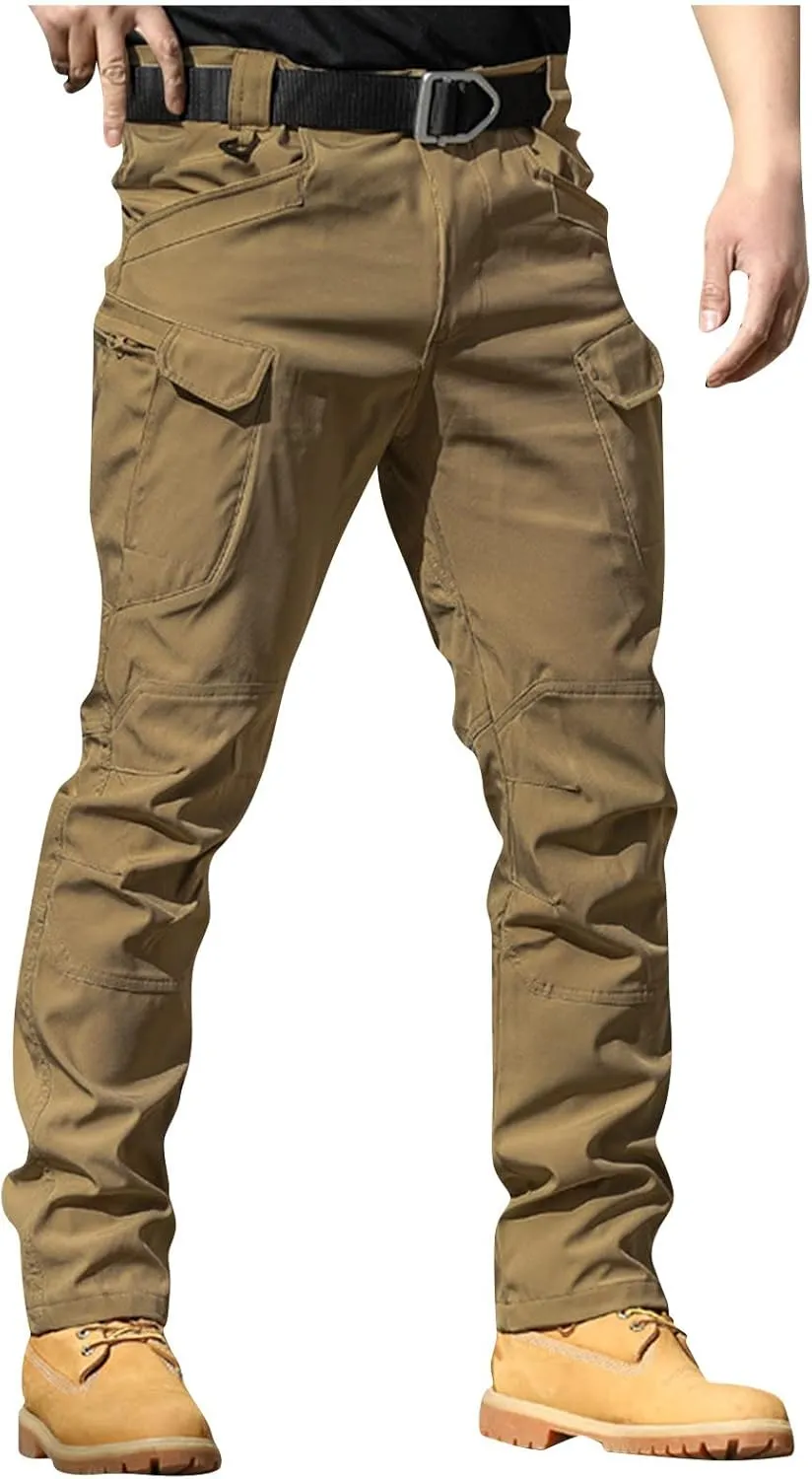 Cargo Pants Men Multi Pockets Athletic Fit Y2K Pants Fashion Stretch Loose Fit Pants Casual Travel Trousers Casual