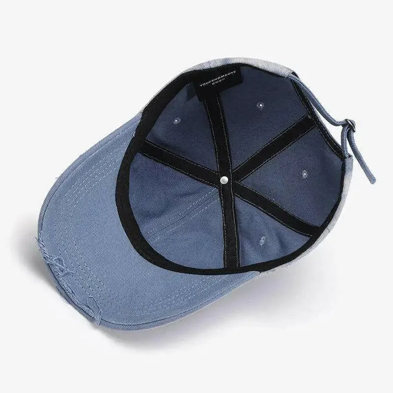 Chic Distressed Adjustable Cotton Hat for Luxury Fashion Enthusiasts