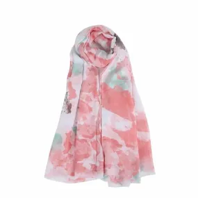 Coral Pink Splash Paint Drop Print Scarf