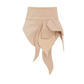 Designer Asymmetrical Faux Leather Belt Beige