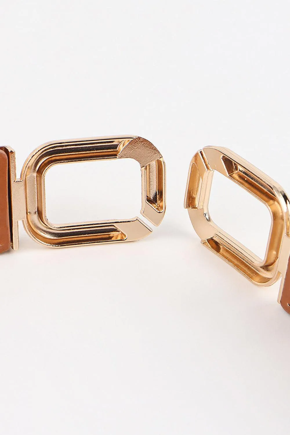 Elegant Geometric Dual Buckle Stretch Belt