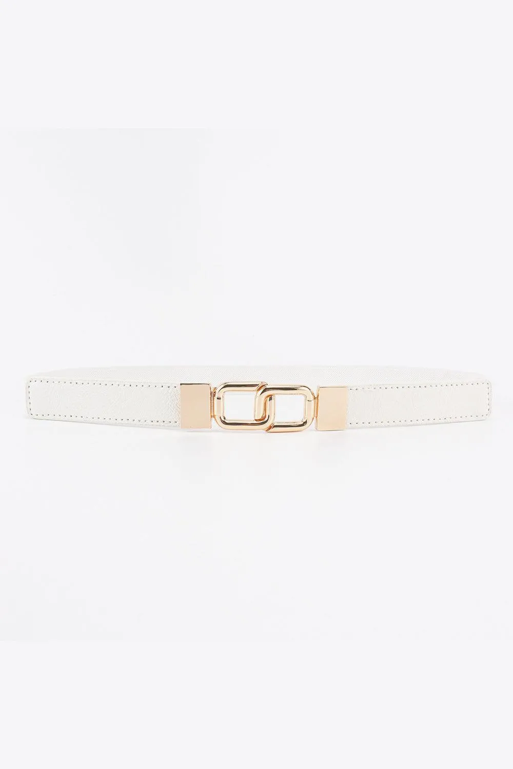 Elegant Geometric Dual Buckle Stretch Belt