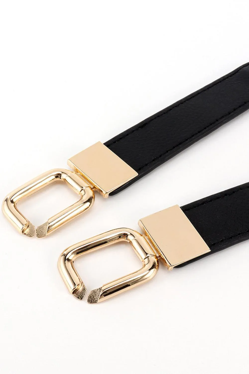 Elegant Geometric Dual Buckle Stretch Belt