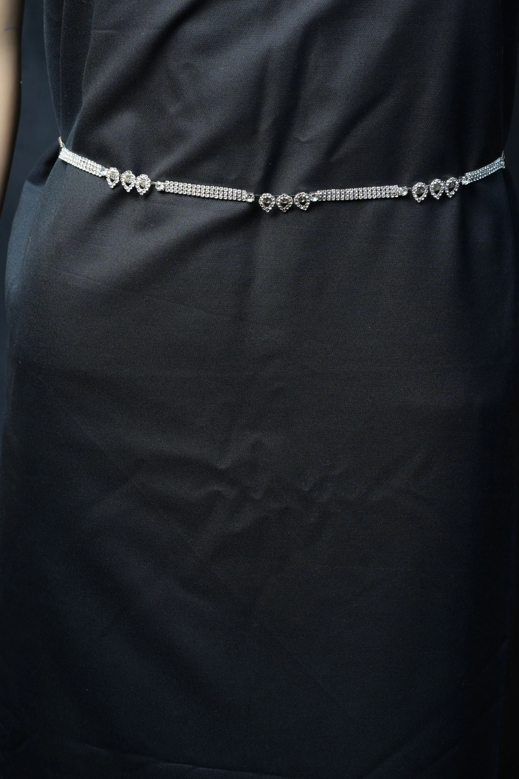 Elegant Silver Hip Chain with White Stones - Adjustable Glamour Accessory