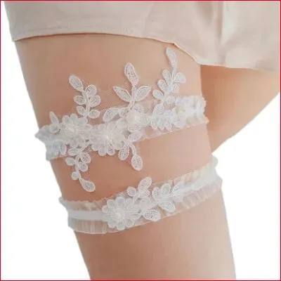 Elegant White Lace Bridal Garter Belt