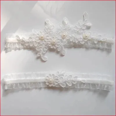 Elegant White Lace Bridal Garter Belt