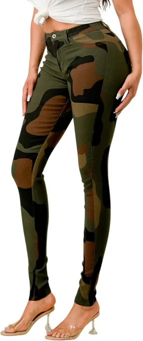 FASHION-LAND High Waisted-Rise Colored Jeans Ripped Destroyed Distressed Stretchy