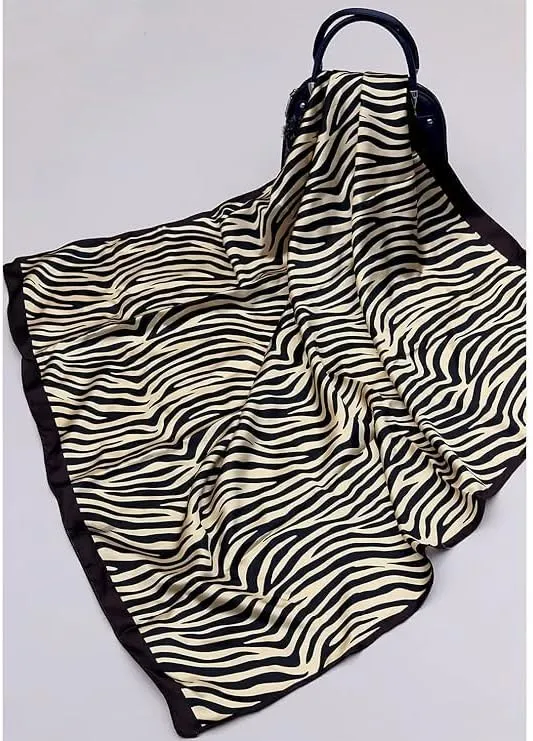 Four Leaf Women's Polyester Satin Silk Square Printed Scarf Pack of 2