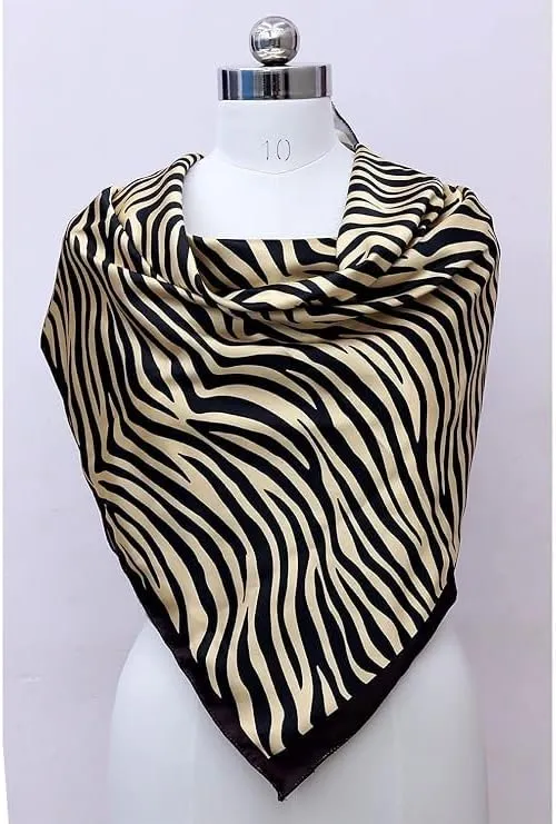 Four Leaf Women's Polyester Satin Silk Square Printed Scarf Pack of 2