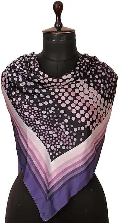 Four Leaf Women's Polyester Satin Silk Square Printed Scarf Pack of 2