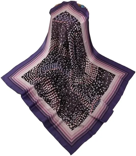 Four Leaf Women's Polyester Satin Silk Square Printed Scarf Pack of 2