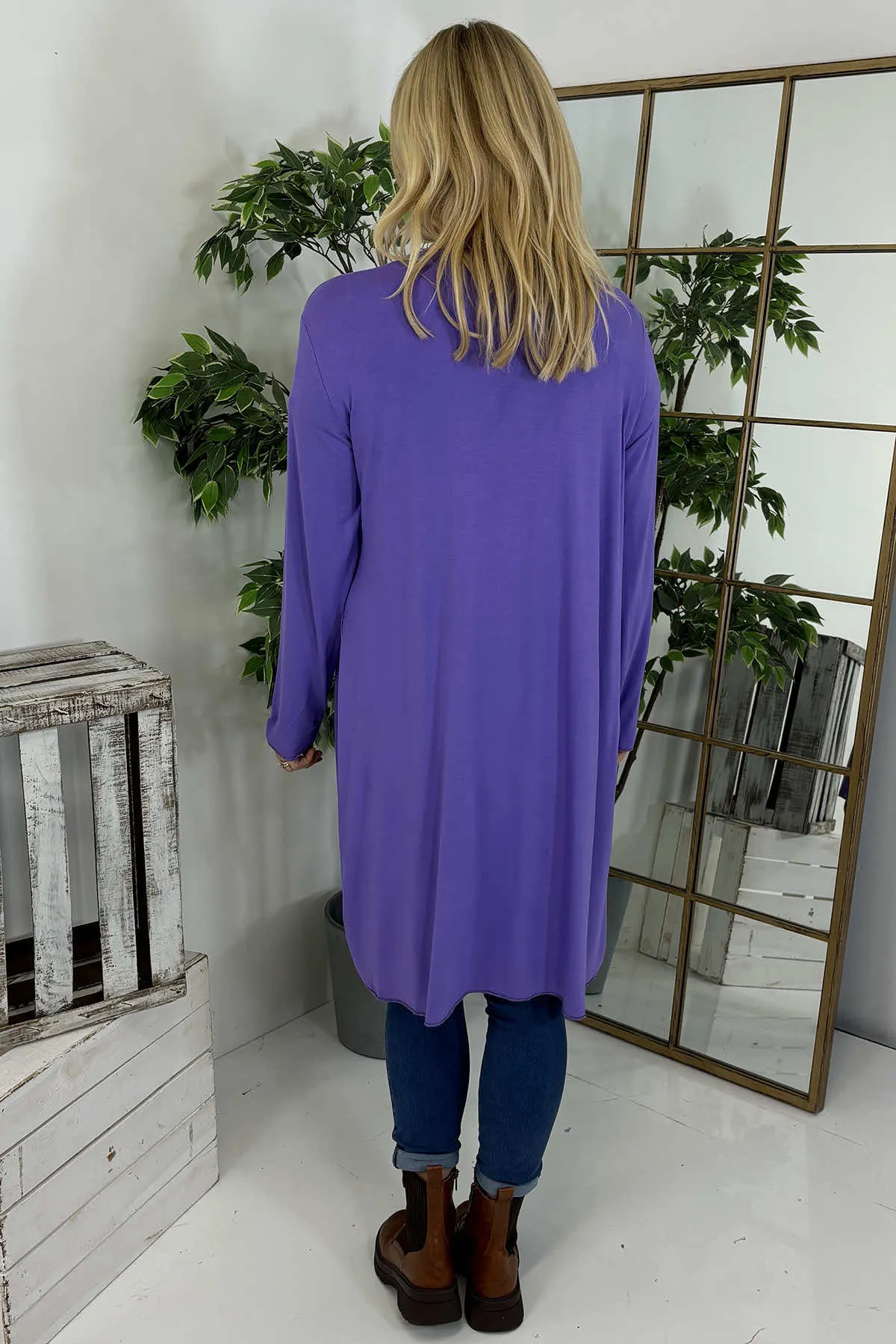 Gabi Waterfall Cardigan Purple