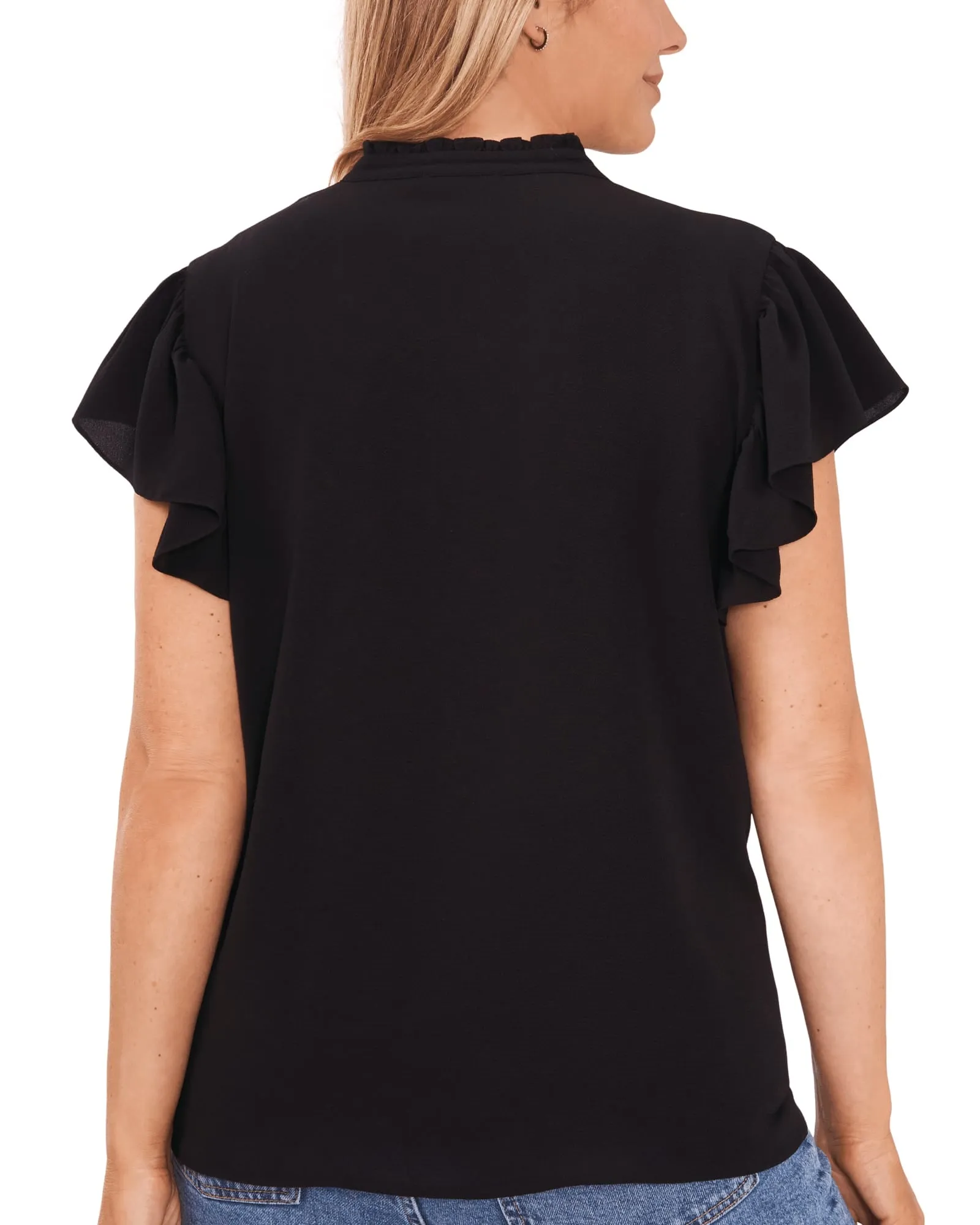 Gia Flutter Sleeve Top | RICH BLACK