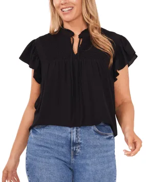 Gia Flutter Sleeve Top | RICH BLACK