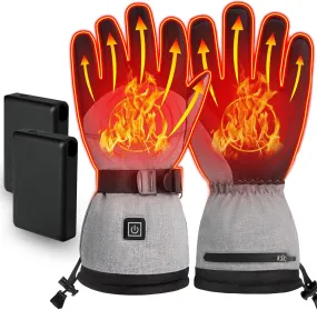 Heated Gloves for Men Women 4000mAh Rechargeable Batteries 3 Heating Levels Touchscreen Electric Gloves Waterproof Windproof Heated Winter Gloves for Motorcycle Ski