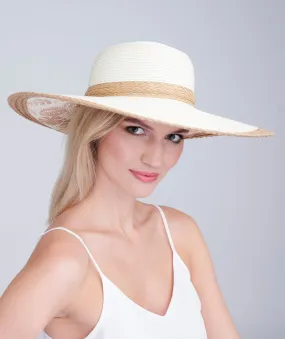 Ivory Wide Brim Hat with Subtle Leopard Print Interior