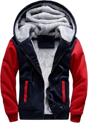 Jackets for Men Fleece Sherpa Lined Warm Jacket Heavyweight Winter Sweatshirt Zip Up Hoodie Comfy Wool Warm Thick Coats
