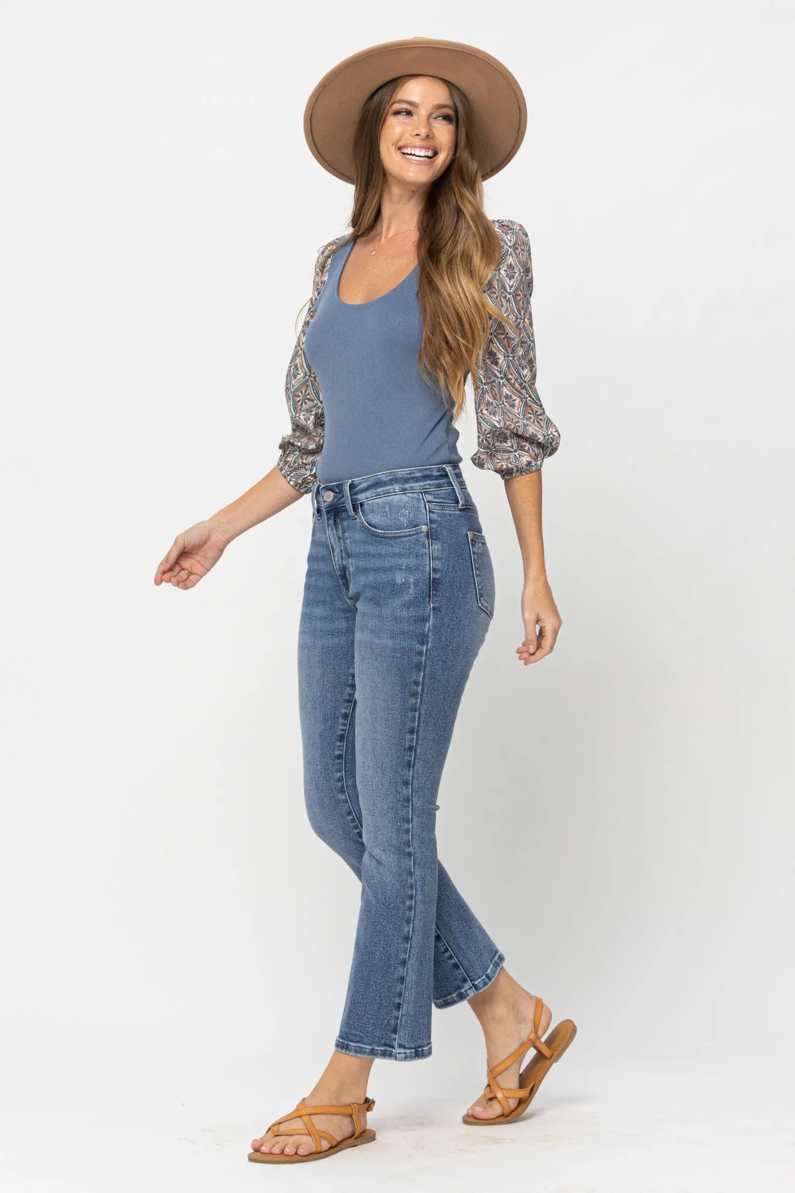 Judy Blue Mid Rise Crop Bootcut