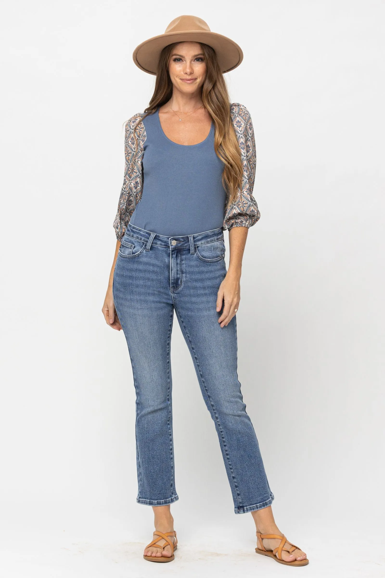 Judy Blue Mid Rise Crop Bootcut