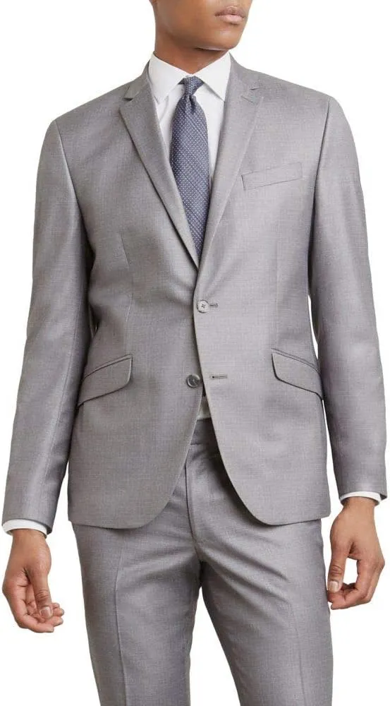 Kenneth Cole REACTION Men's Techni-Cole Stretch Slim Fit Suit Separate Blazer (Blazer, Pant, and Vest), Light Grey Basketweave, 38 Regular