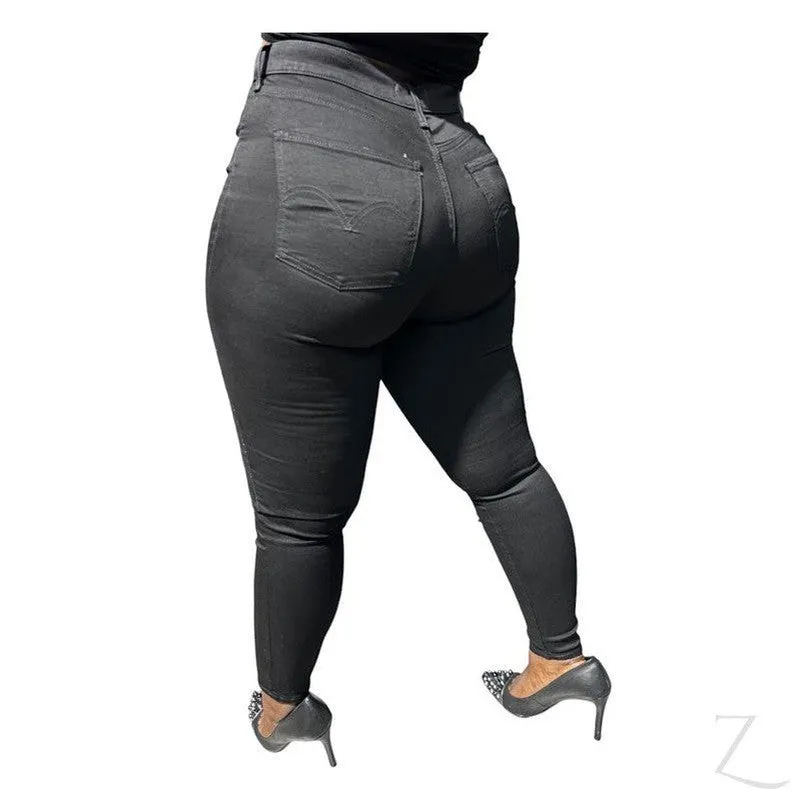 Ladies High Rise Super Stretchy Strong Skinny Denim Jeans | Plain | "Faji"