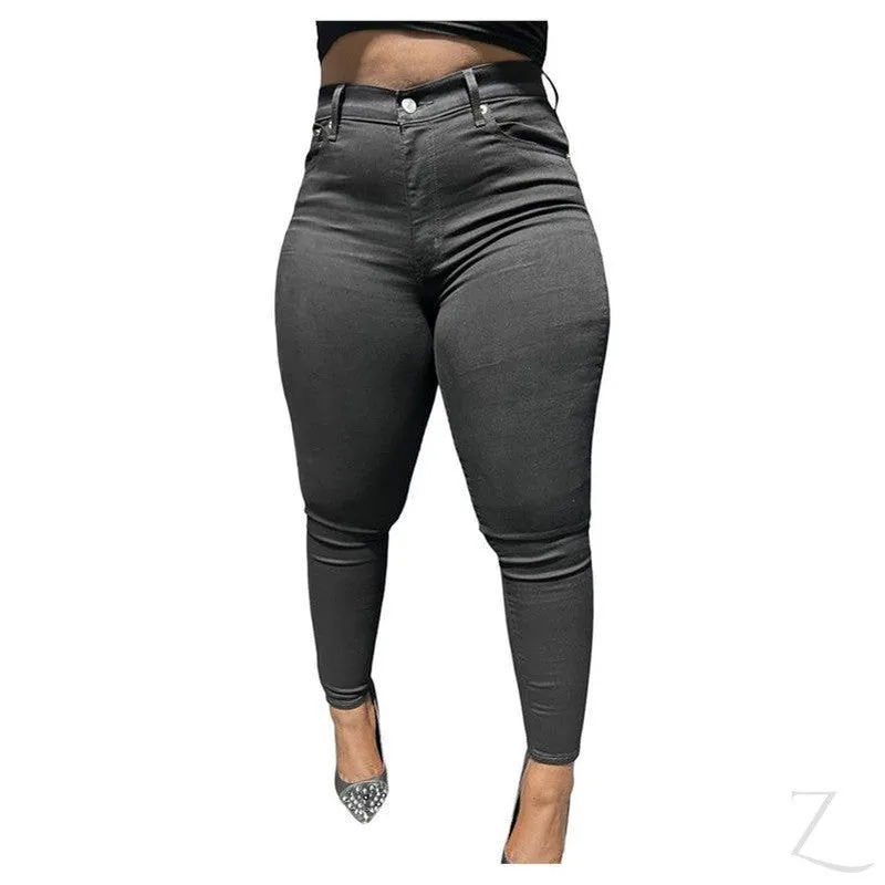 Ladies High Rise Super Stretchy Strong Skinny Denim Jeans | Plain | "Faji"