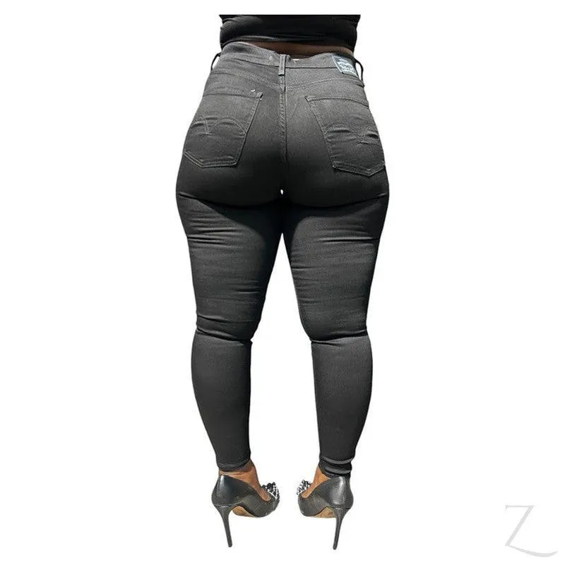 Ladies High Rise Super Stretchy Strong Skinny Denim Jeans | Plain | "Faji"