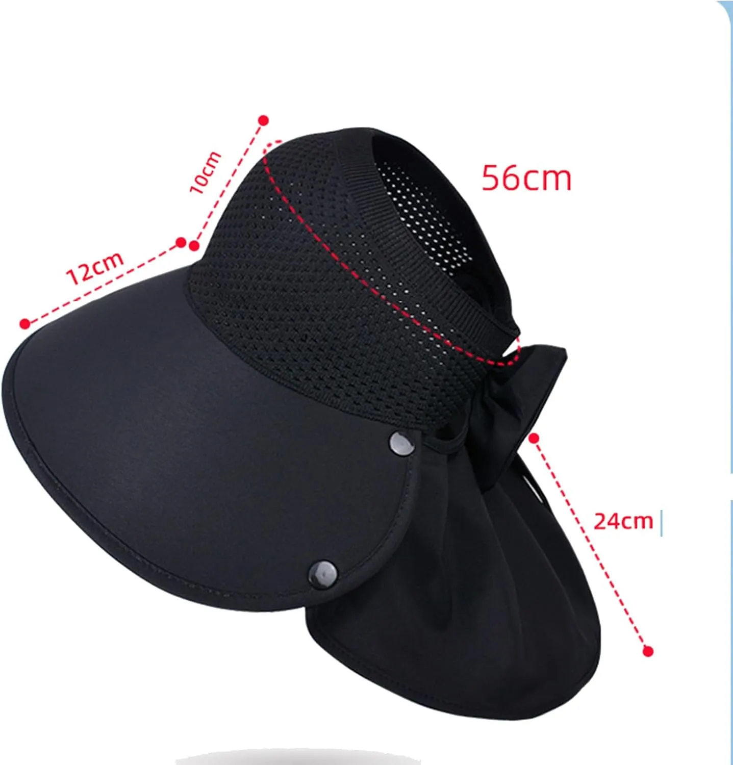 Large-Brim Hollow Sunscreen Hat with Removable Neck Flap,Wide Brim UV Protection Sun Hat,Summer Beach Visor for Women
