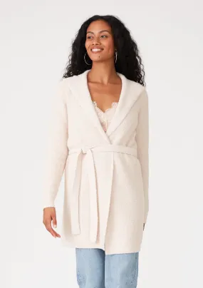 Long Sleeve Belted Teddy Hooded Cardigan