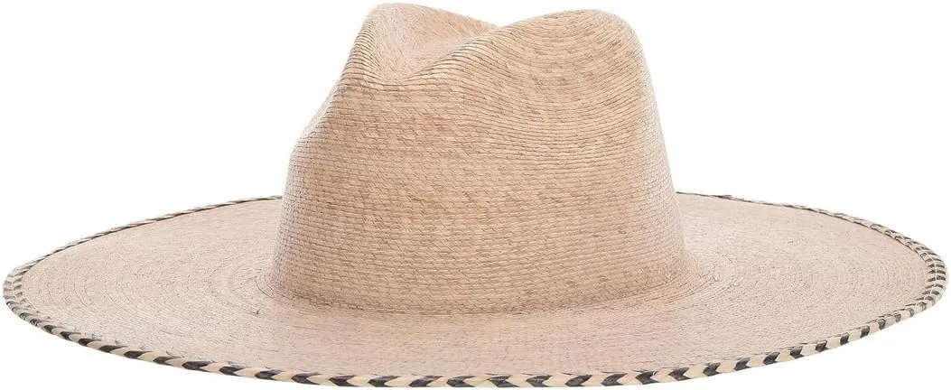 L*Space Dean Hat for Women, Wide-Brimmed Hat for Summer, Sun Protection, Vacation, Contrast Weaved Edge, 100% Palm