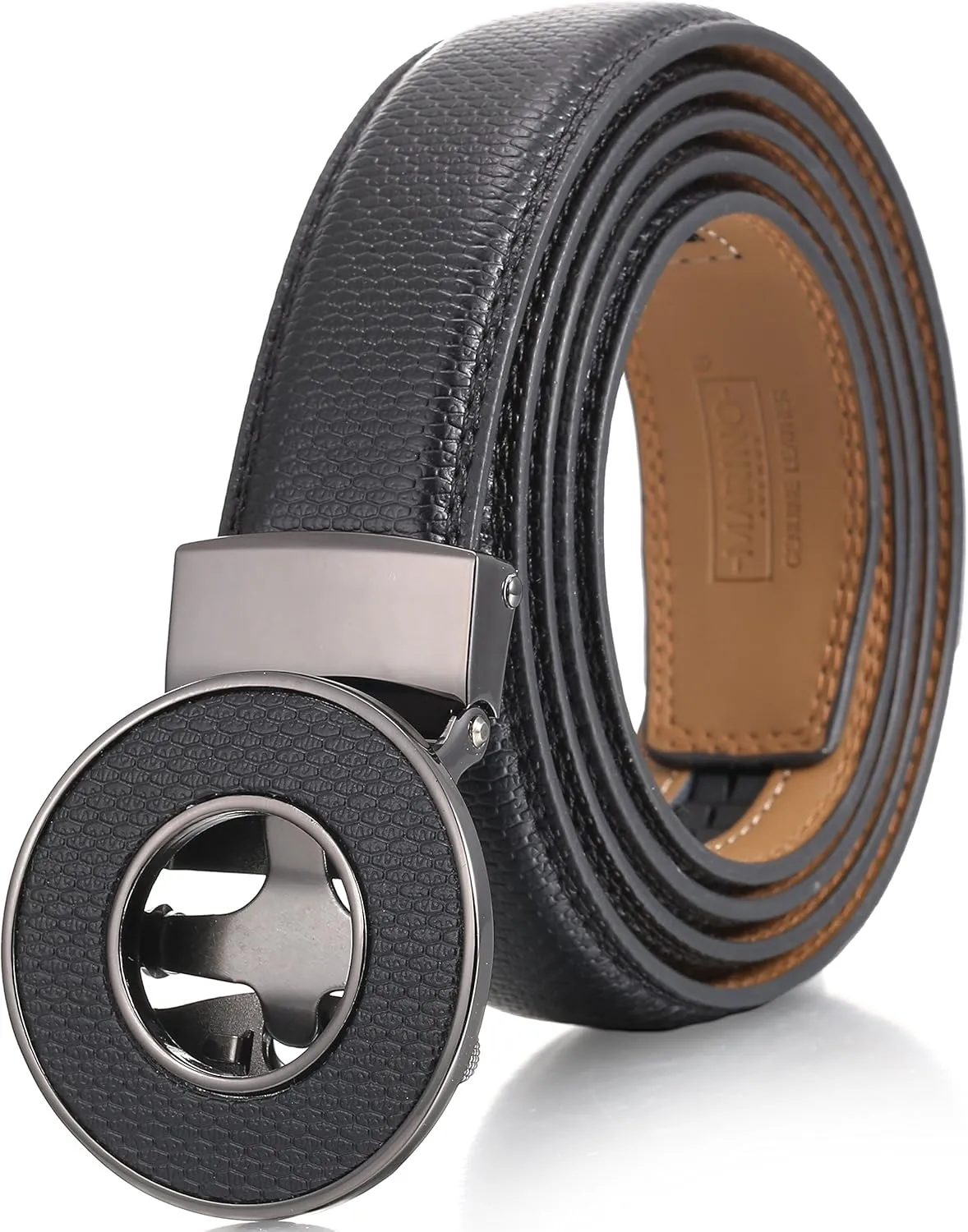 Marino Mens Genuine Leather Ratchet Dress Belt With Automatic Buckle, Enclosed in an Elegant Gift Box