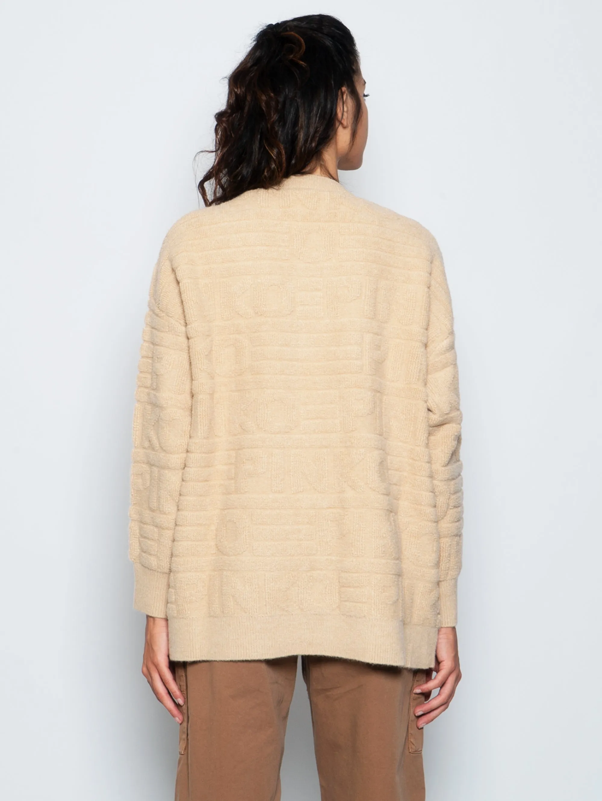 Maxi Cardigan in Maglia Punto Spugna Beige