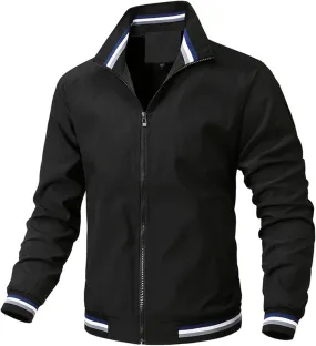 Men's Lightweight Jacket Light Track Jackets Casual Spring Fall Windbreaker Flight Bomber Zip Up Coat with Pockets