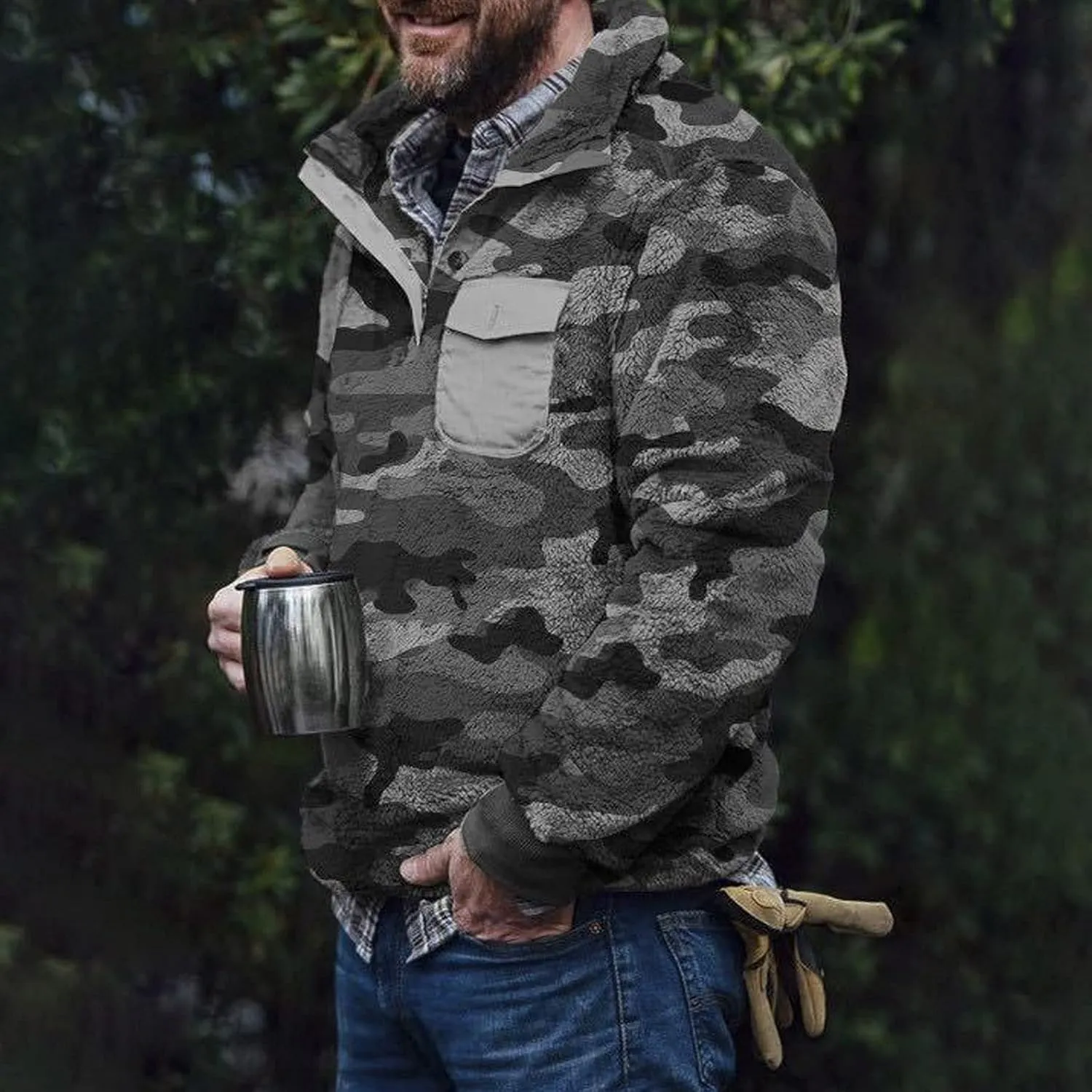 Mens Plaid 1/4 Zipper Sherpa Pullover Hoodies Sweatshirts Long Sleeve Flannel Fleece Jackets Winter Soft Warm Outwears