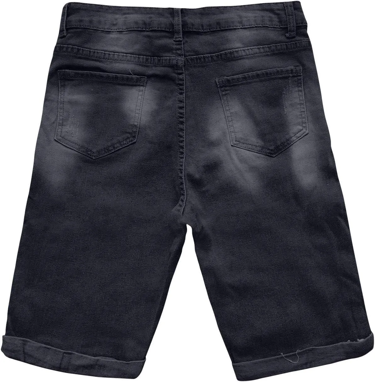 Men's Ripped Jeans Trunks Stretchy Washed Jeans Trunks Cut-Off Classic Fit Casual Jeans Shorts