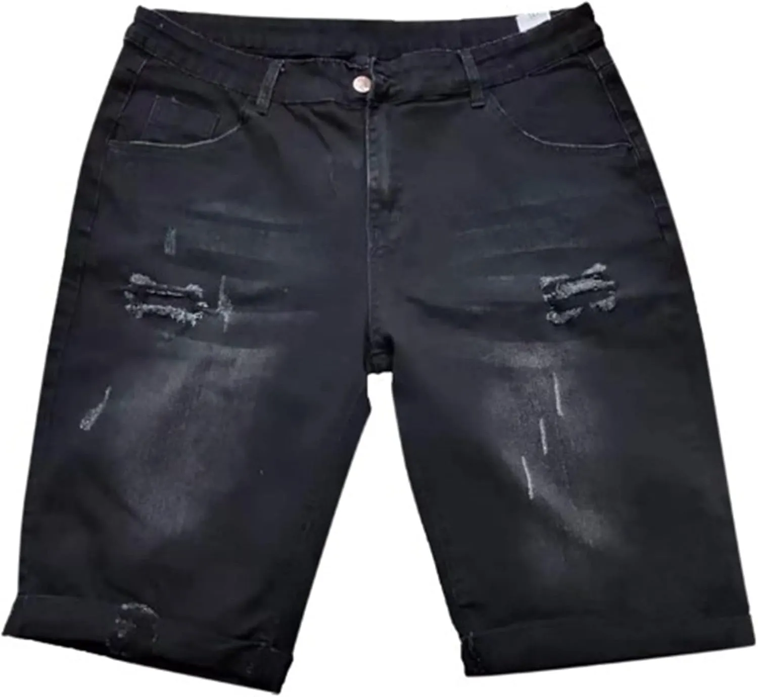 Men's Ripped Jeans Trunks Stretchy Washed Jeans Trunks Cut-Off Classic Fit Casual Jeans Shorts