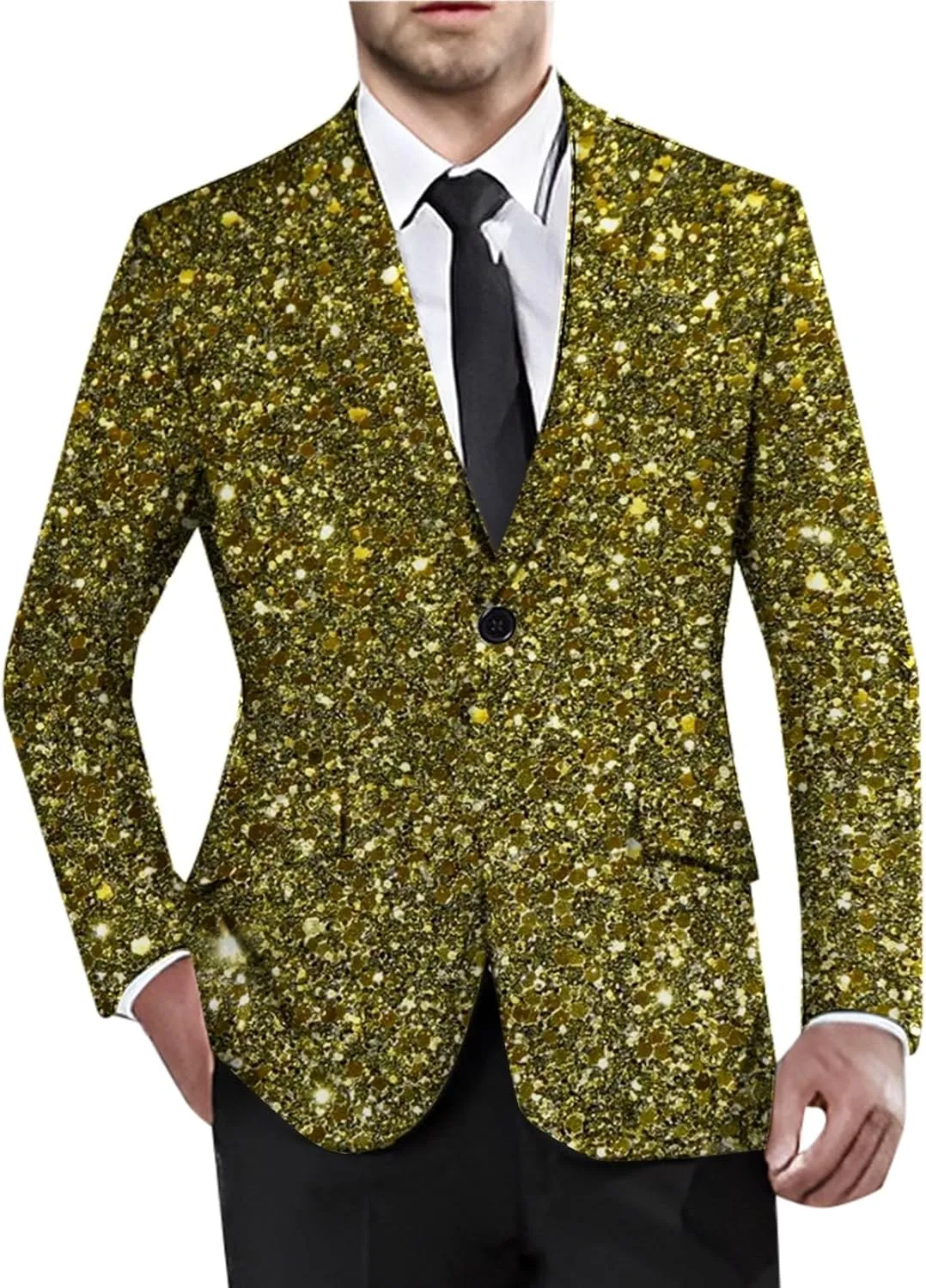 Men's Sequins Blazer One Button Party Prom Shiny Stylish Tuxedo Jacket Holiday Slim Fit Festival Glitter Suit Jacket