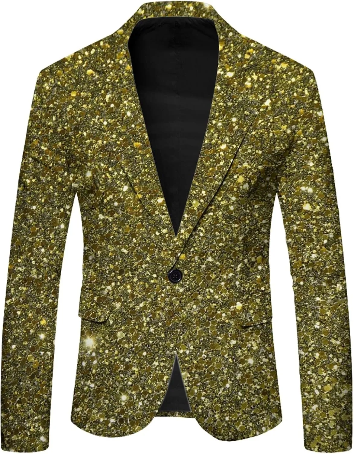 Men's Sequins Blazer One Button Party Prom Shiny Stylish Tuxedo Jacket Holiday Slim Fit Festival Glitter Suit Jacket