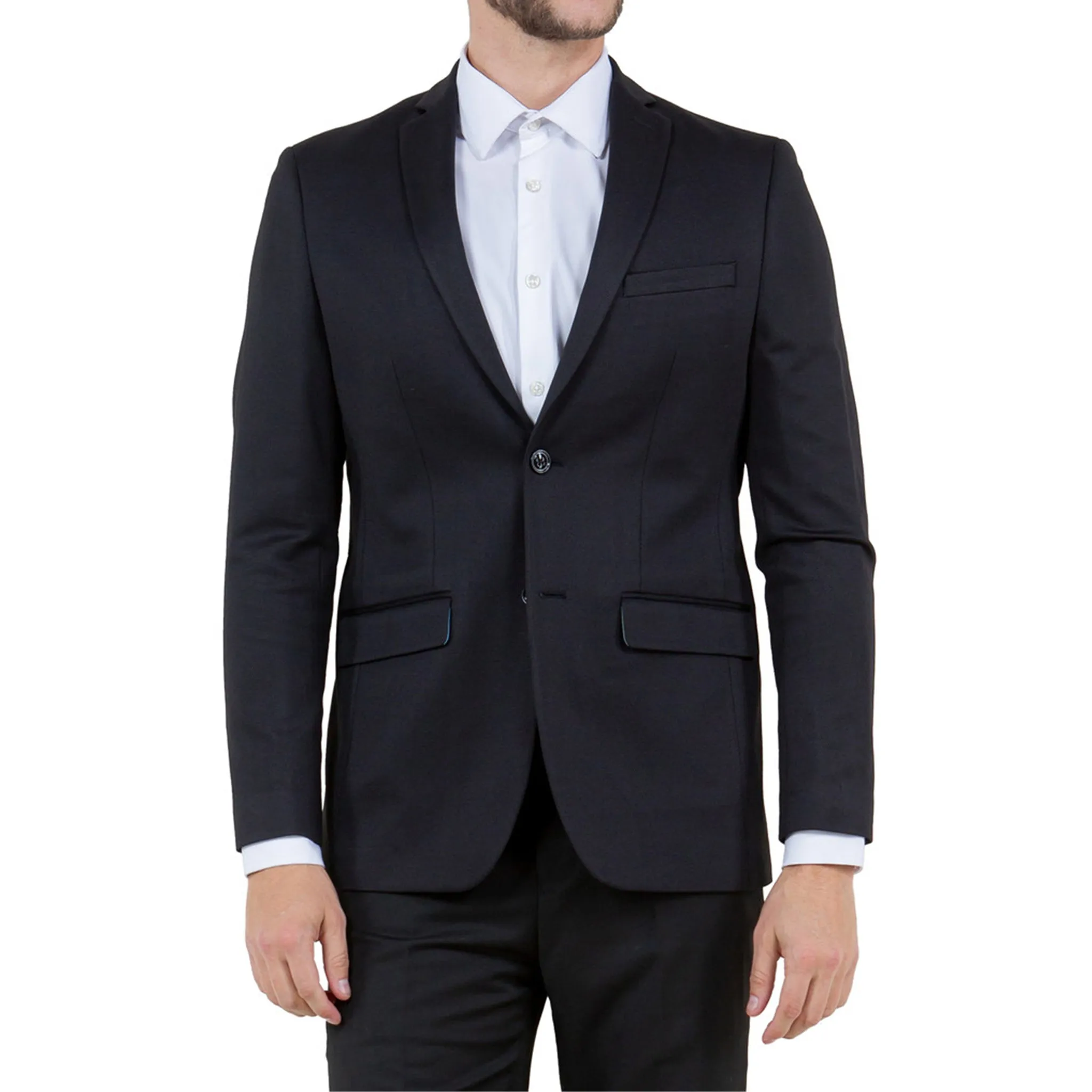 Men's Slim-Fit Black Single-Button Blazer