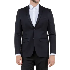 Men's Slim-Fit Black Single-Button Blazer